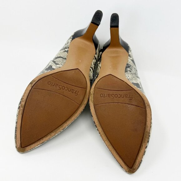 Franco Sarto Womens Cream Black Reptile Faux Leather Zip Heel Bootie Size 8 - Picture 7 of 10